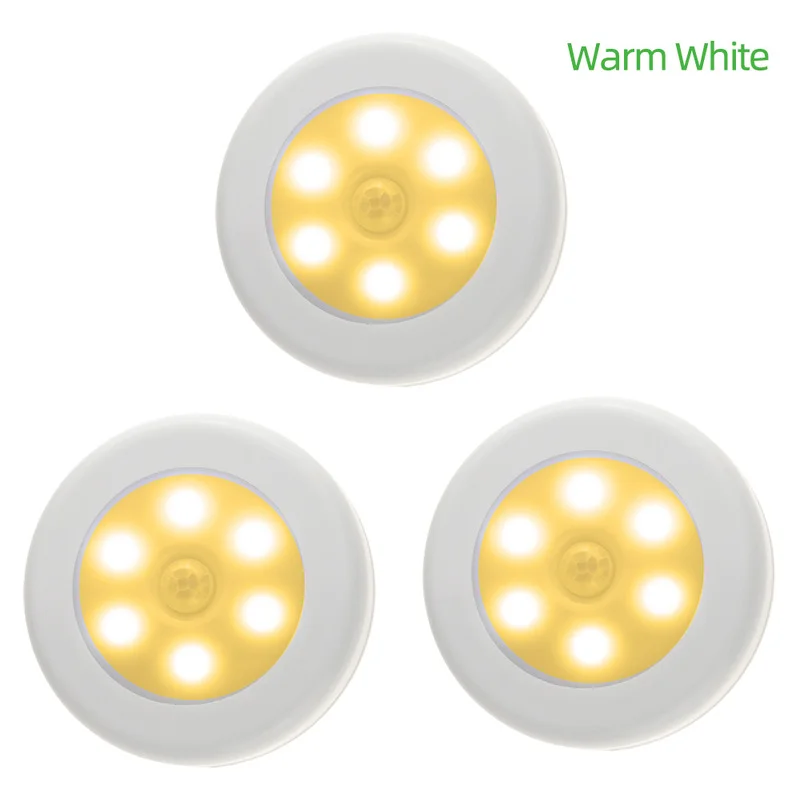 PIR Motion Sensor 6 Led Night Light Wireless Detector Light Auto On/Off Closet Battery Power